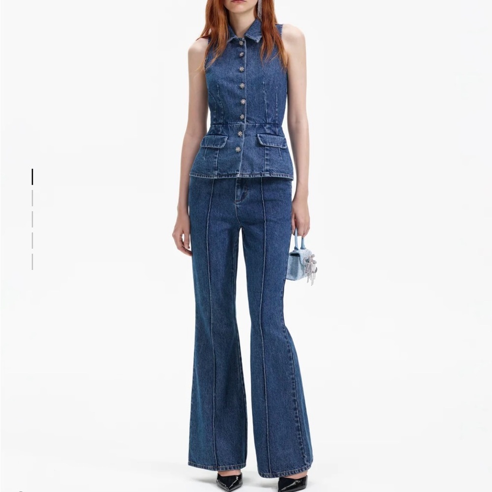 NWT Self Portrait Blue Denim Jeans size 6 reg $490